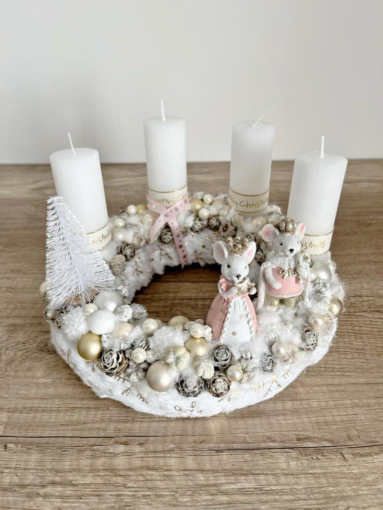 Arany ezüst egér király pár adventi koszorú 1