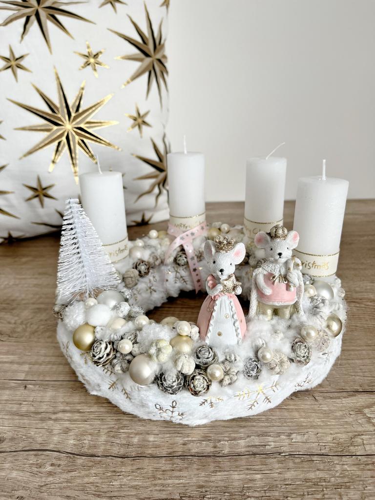 Arany ezüst egér király pár adventi koszorú 1