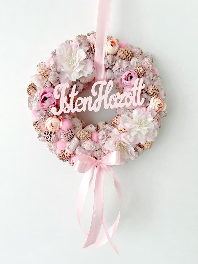 Isten hozott feliratú ajtódísz masnival, 24cm 1