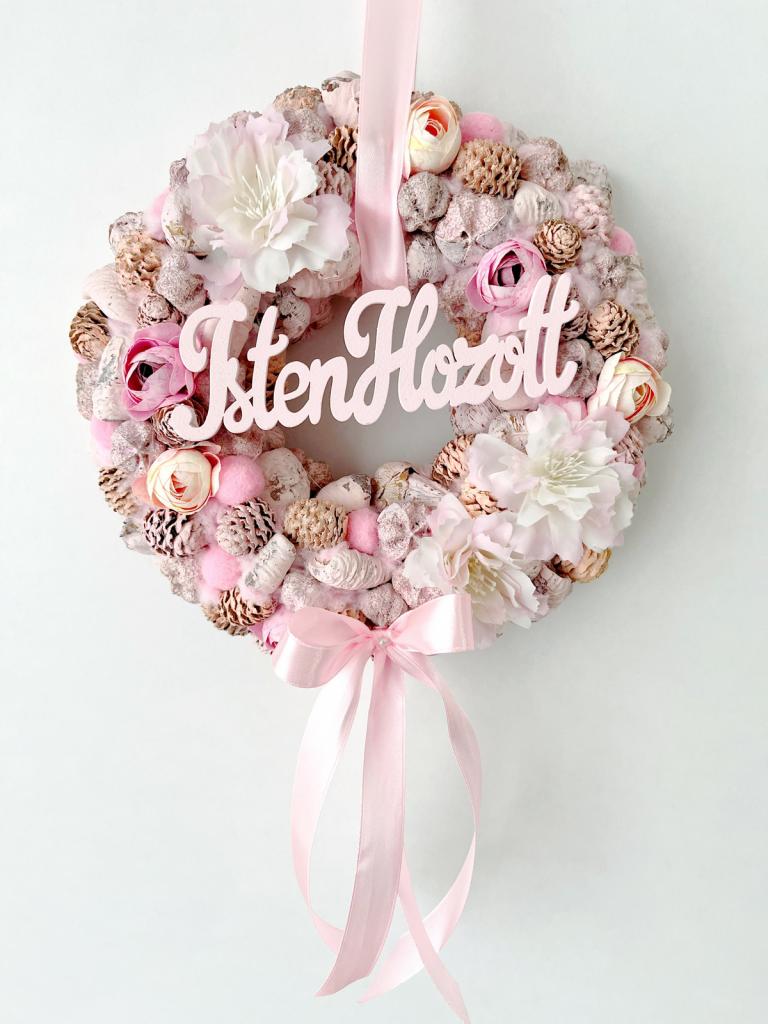Isten hozott feliratú ajtódísz masnival, 24cm 1