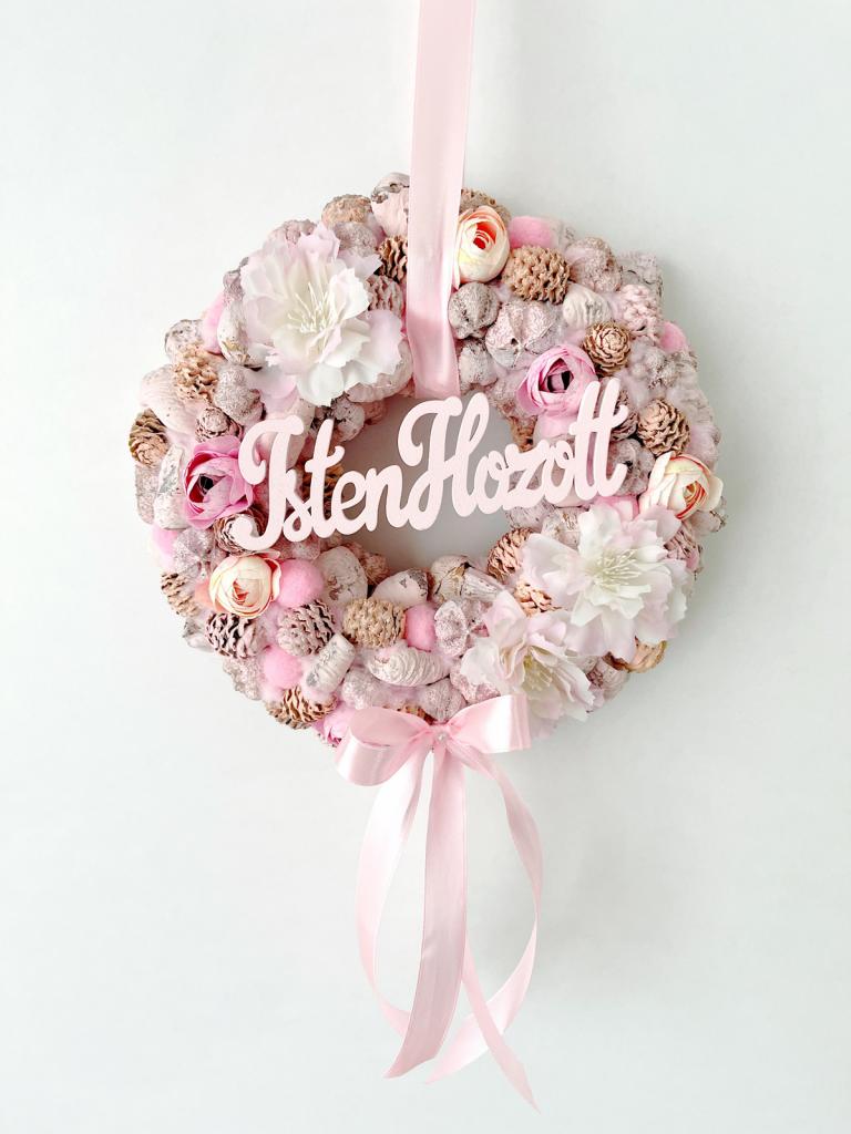 Isten hozott feliratú ajtódísz masnival, 24cm 1