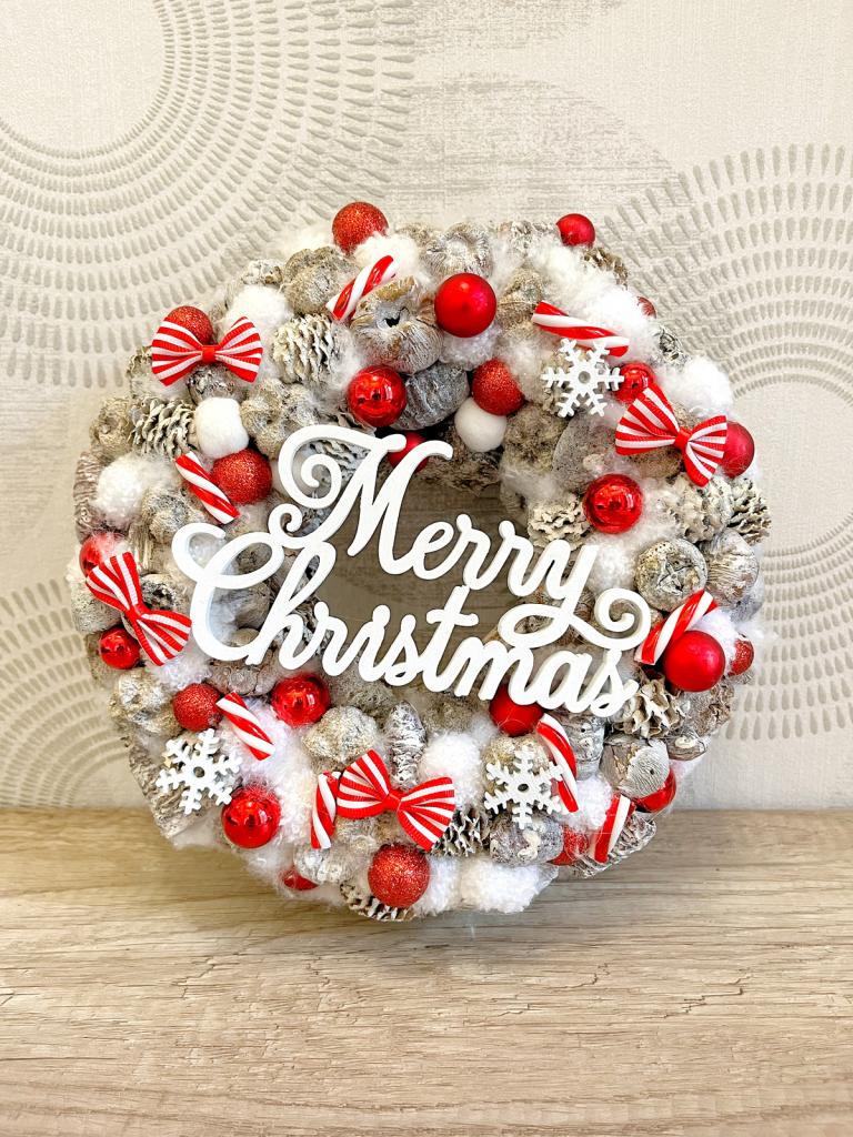 Merry Christmas kopogtató, piros színű 1