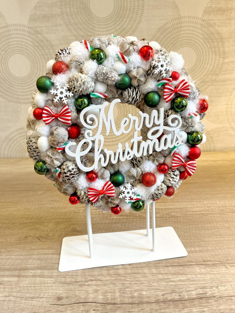 Merry Christmas kopogtató, piros zöld színű 1