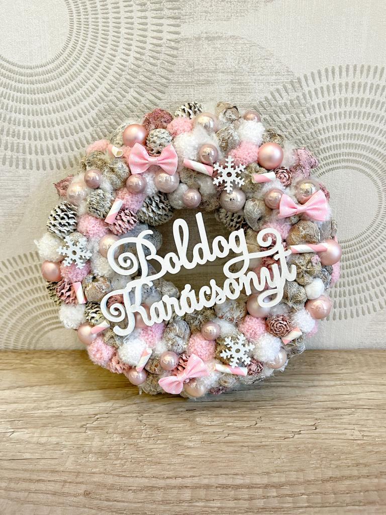 Boldog karácsonyt kopogtató, rózsaszínű 1
