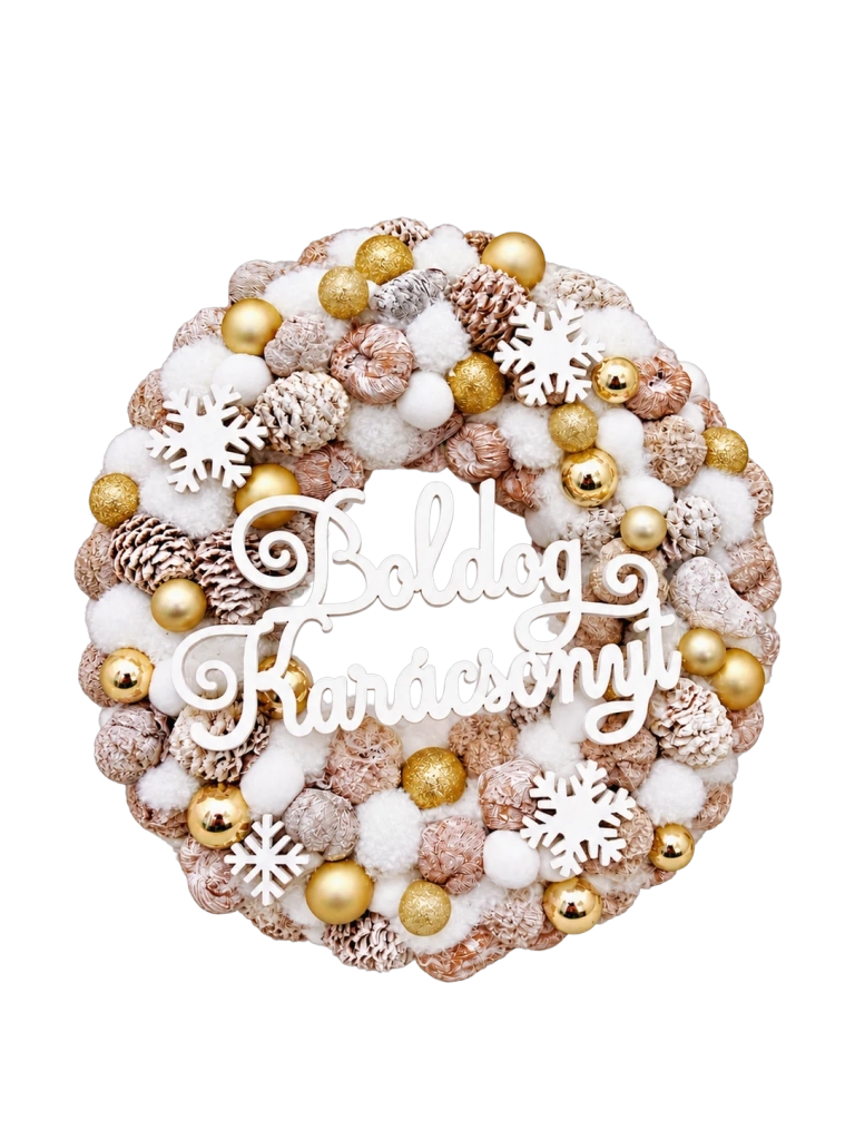 Boldog karácsonyt kopogtató, arany színű, 24cm 1