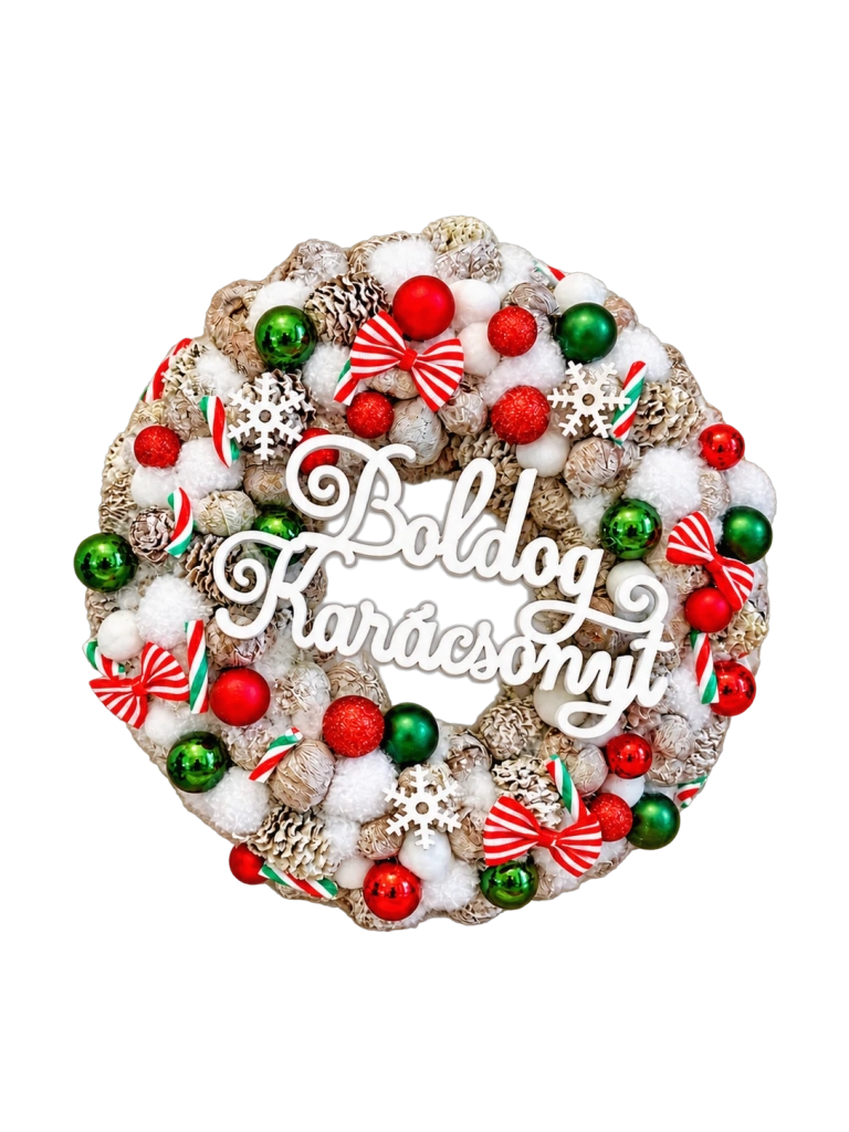 Boldog karácsonyt kopogtató, piros zöld színű 1