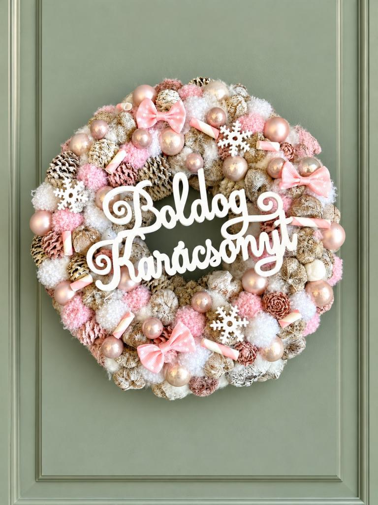 Boldog karácsonyt kopogtató, rózsaszínű 1