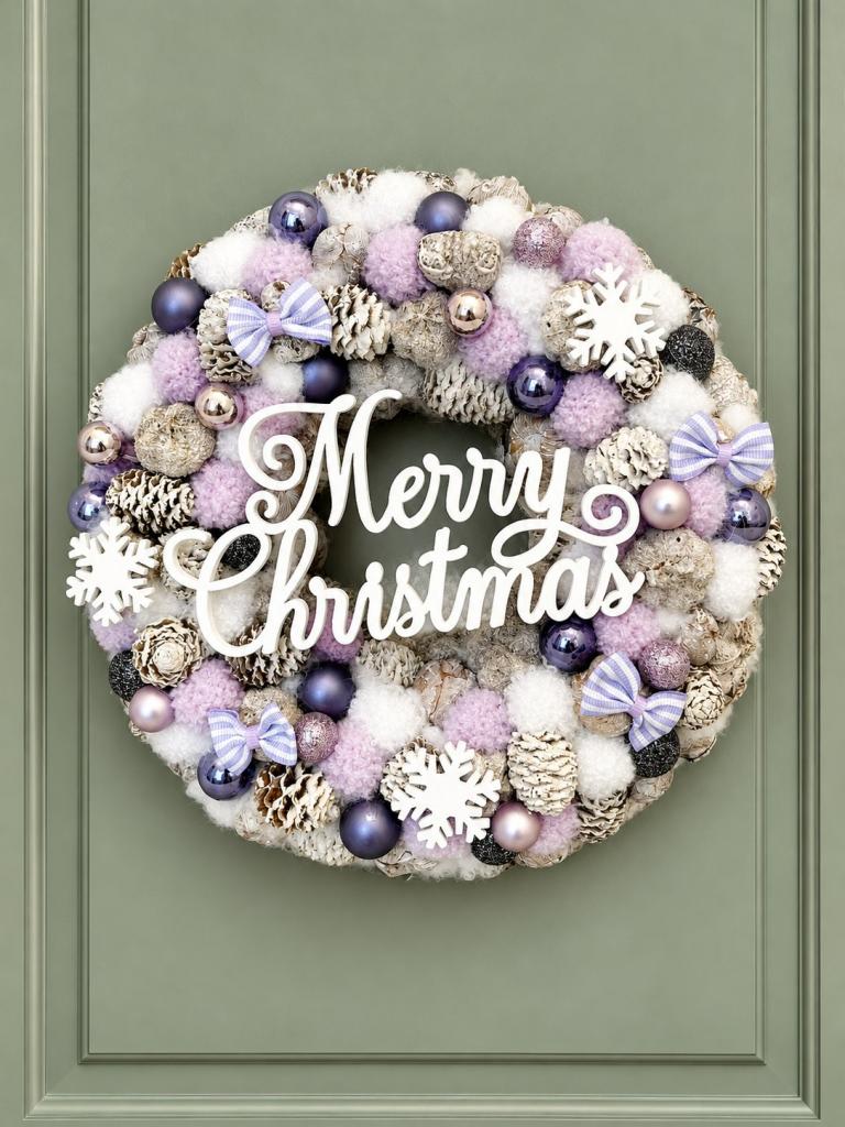 Merry Christmas kopogtató, lila színű 1