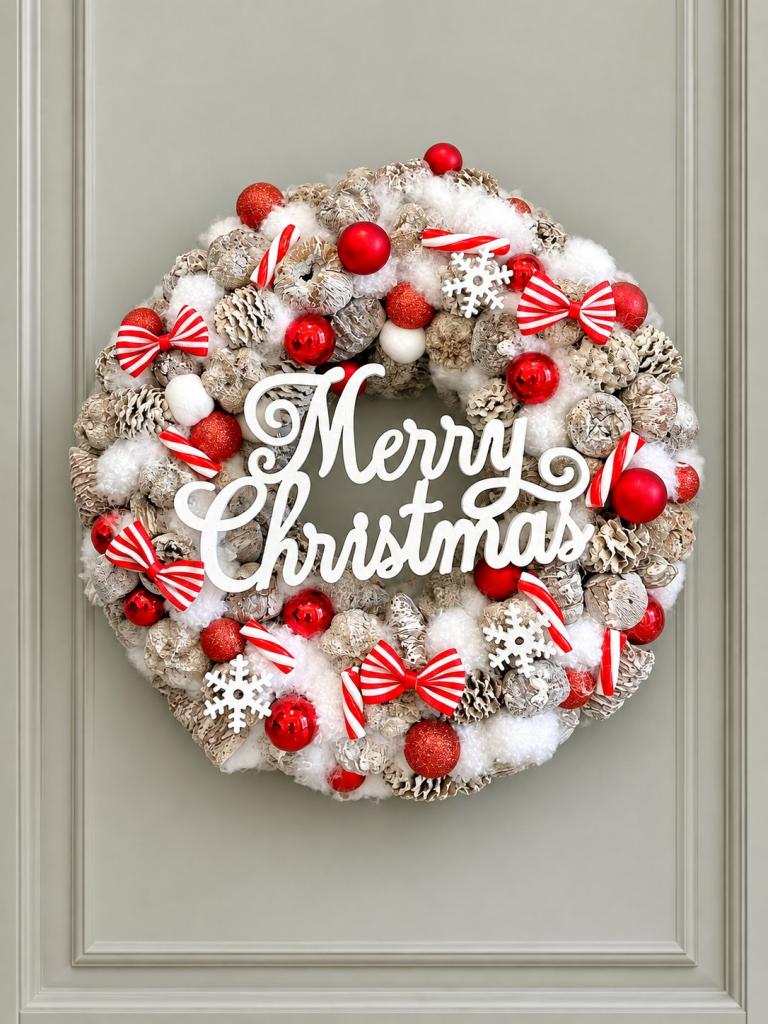 Merry Christmas kopogtató, piros színű 1