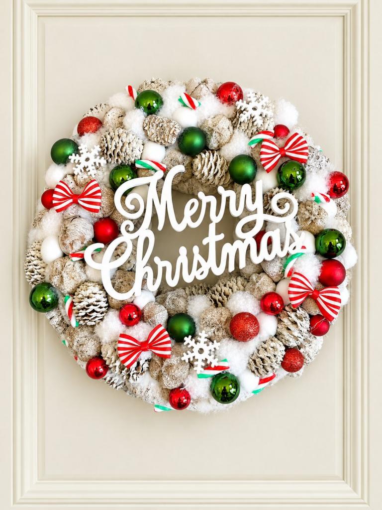 Merry Christmas kopogtató, piros zöld színű 1