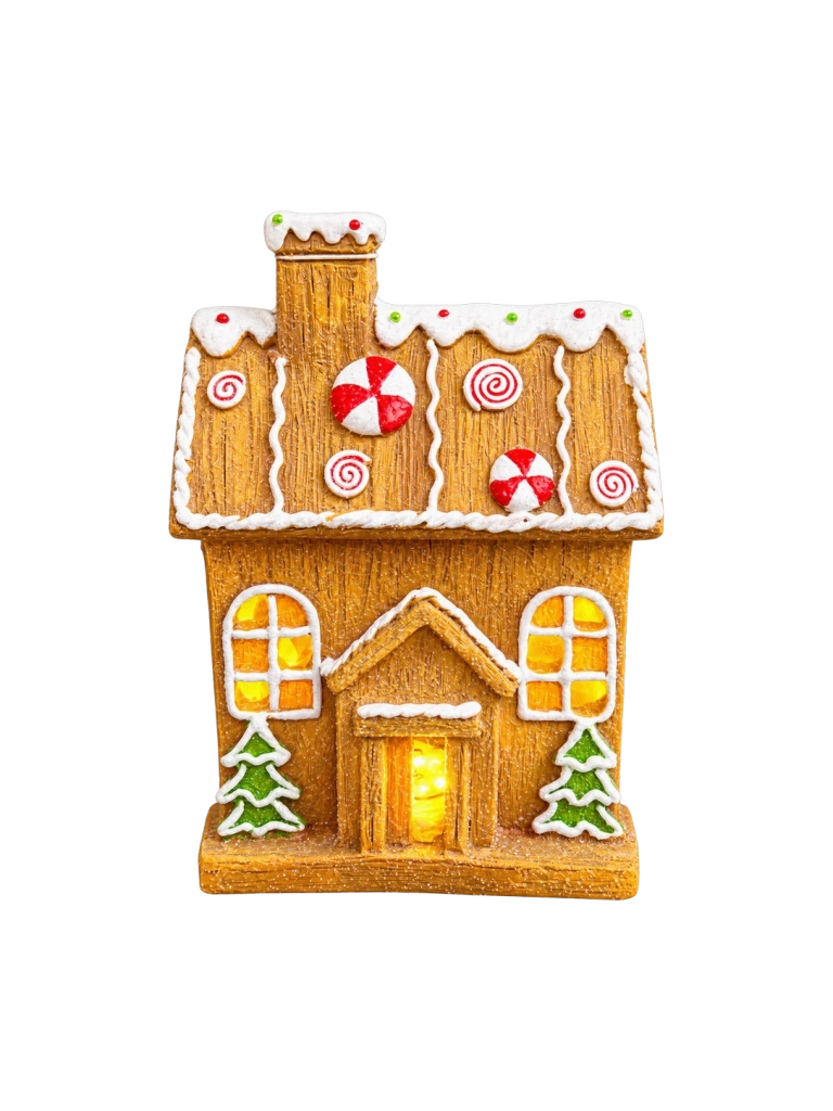 Mézeskalács házikó Led-es 14x23cm világítós 1