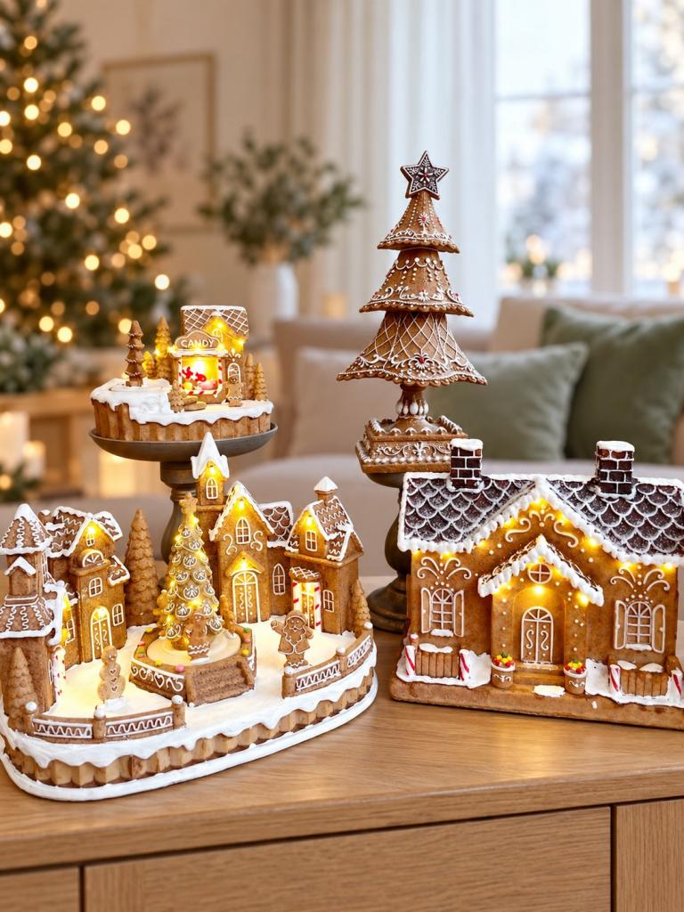 Mézeskalács házikó LED világítással 25x14,5x21,5cm 1