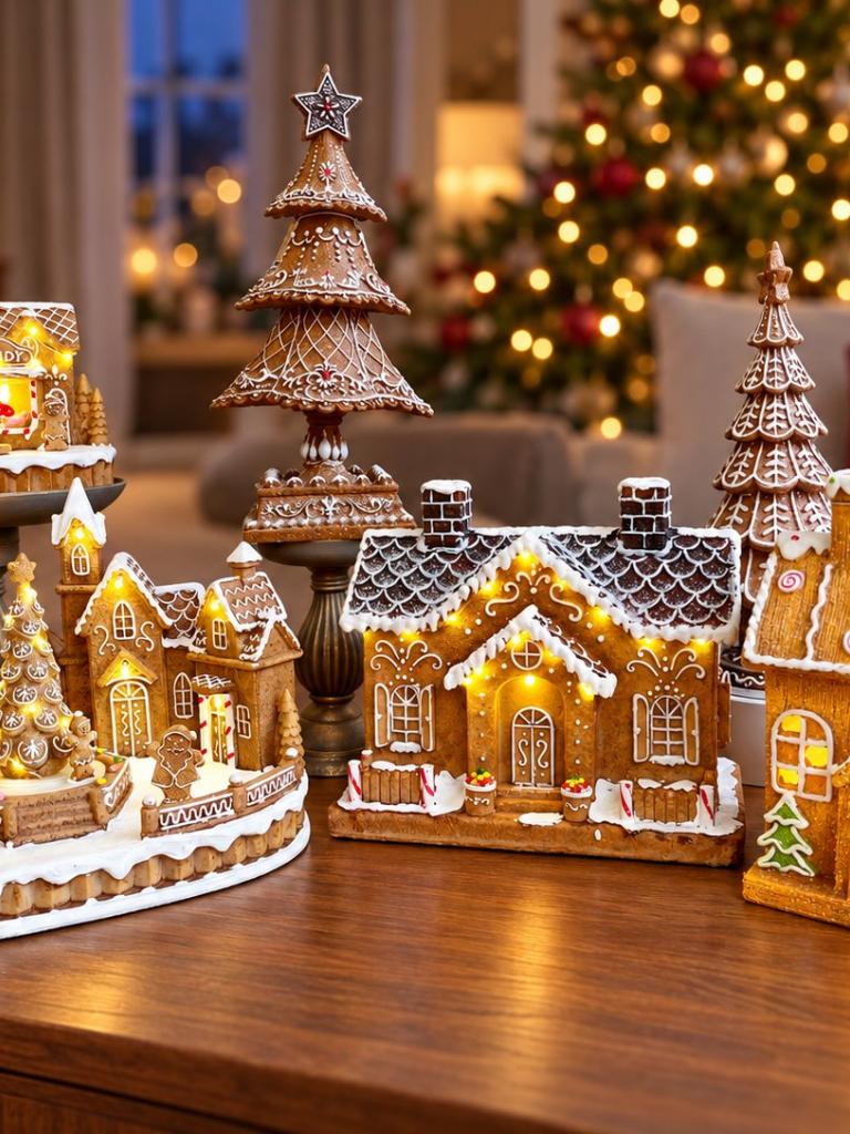 Mézeskalács házikó LED világítással 25x14,5x21,5cm 1