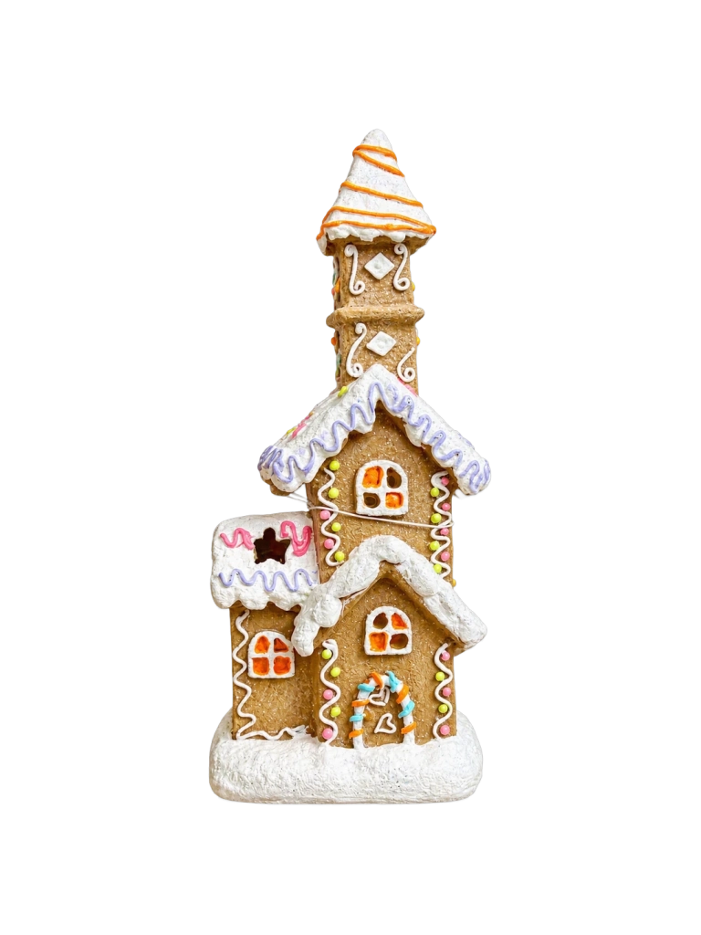 Mézeskalács templom Led-es 9x23,5cm világítós 1