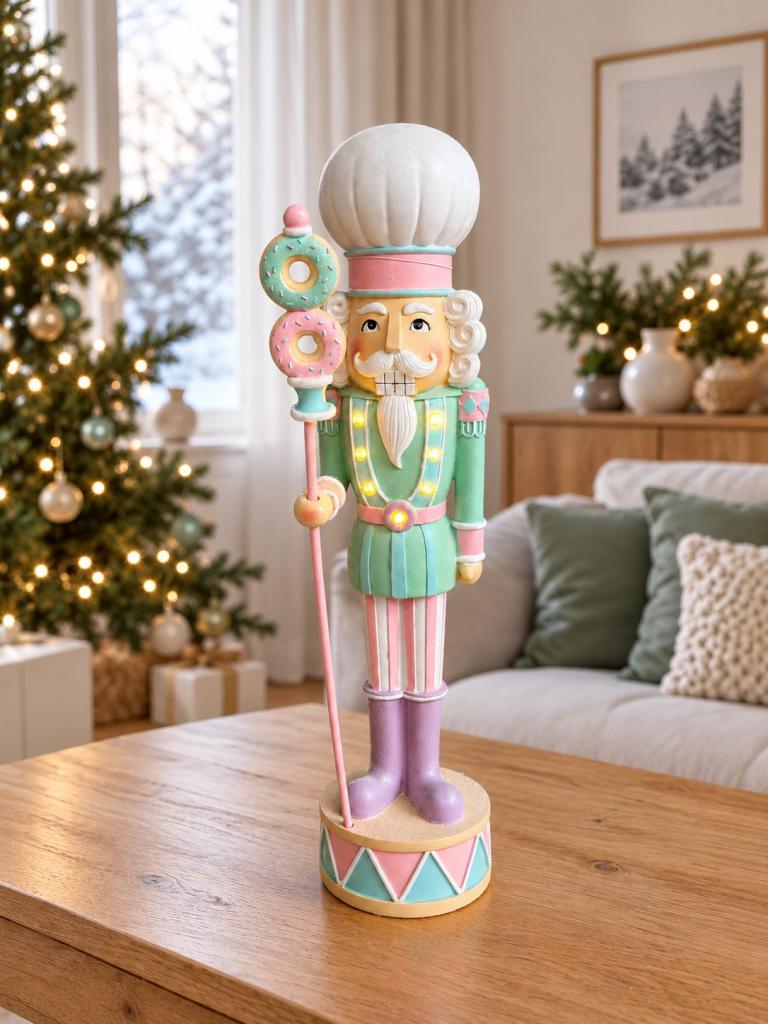 Pasztell mézeskalács diótörő világit 51cm