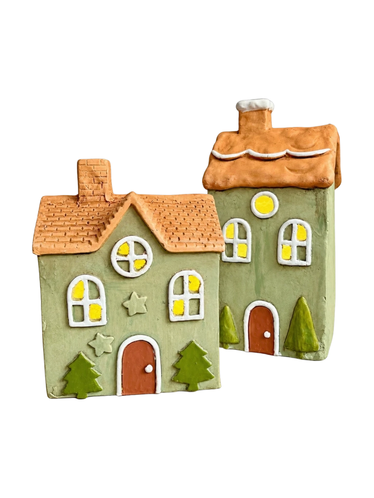 Pasztell zöld ház 35cm 1