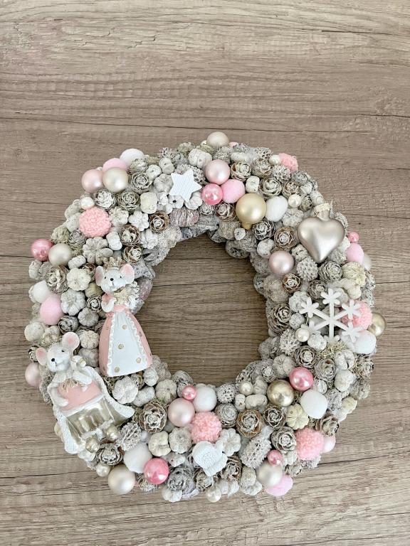 Adventi kopogtató egér királyi párral, 28cm