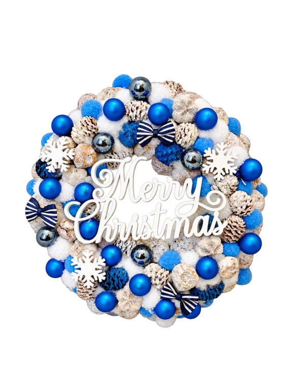 Merry Christmas kopogtató, kék színű