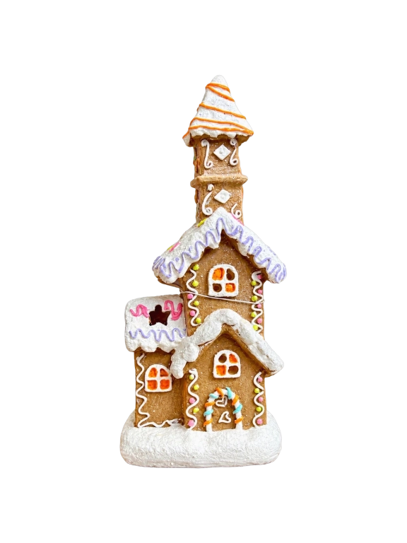 Mézeskalács templom Led-es 9x23,5cm világítós
