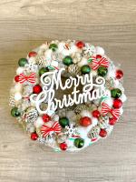 Merry Christmas kopogtató, piros zöld színű 8