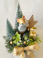 Egér ajándékkal adventi asztaldísz, 25cm 4