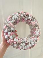 Merry Christmas kopogtató, rózsaszínű - nagy méret 6