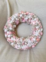 Merry Christmas kopogtató, rózsaszínű - nagy méret 7