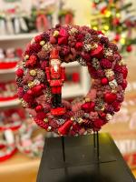 Bordó diótörős adventi kopogtató 31cm 5