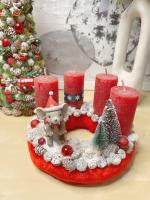 Adventi koszorú síelő egérrel piros színű 5