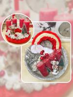 Csináld magad adventi koszorú síelő egérrel piros színű 1