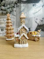 Mézeskalács templom Led-es 9x23,5cm világítós 6