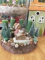 Adventi koszorú szánkózó macival, zöld-barna, 28cm 6