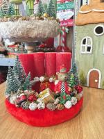 Adventi koszorú diótörő macival, piros-zöld, 24cm 6