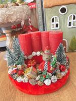 Adventi koszorú diótörő macival, piros-zöld, 24cm 7