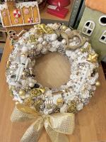 Adventi kopogtató diótörővel és vonattal, fehér-arany, 34cm 3