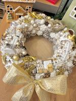 Adventi kopogtató diótörővel és vonattal, fehér-arany, 34cm 5