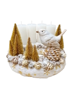 Adventi koszorú arany-fehér madárral 1