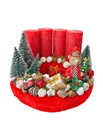 Adventi koszorú diótörő macival, piros-zöld, 24cm 1