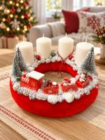 Adventi koszorú piros vonattal 2