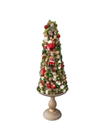 Karácsonyi tobozfa fényfüzérrel, piros-zöld, 39cm 1