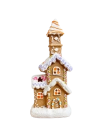 Mézeskalács templom Led-es 9x23,5cm világítós 1